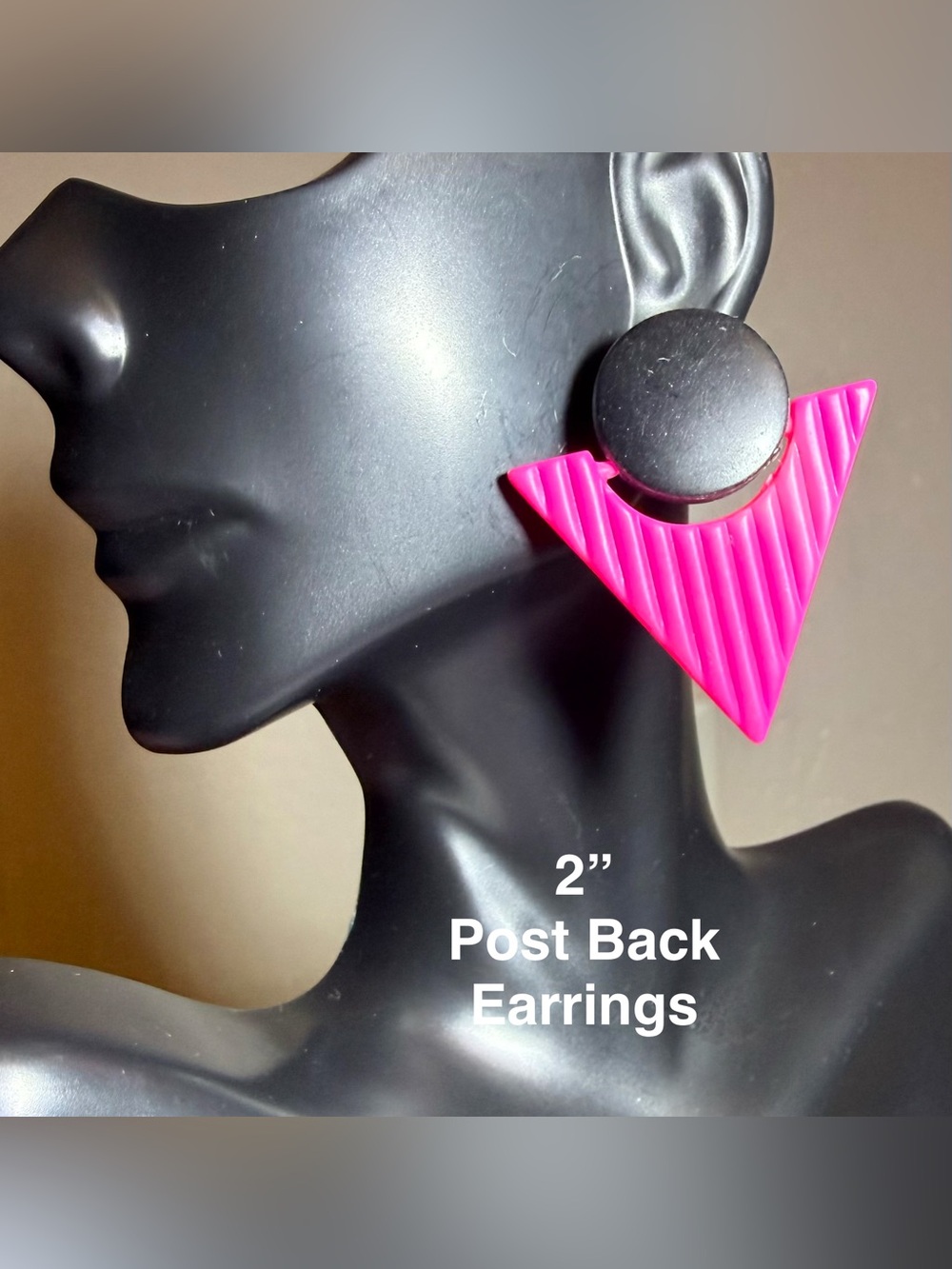 Bold Pink Triangle Post-Back Earrings